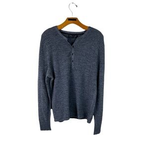 Rag & Bone Textured Henley Pull Over Sweater Charcoal Gray Size Large